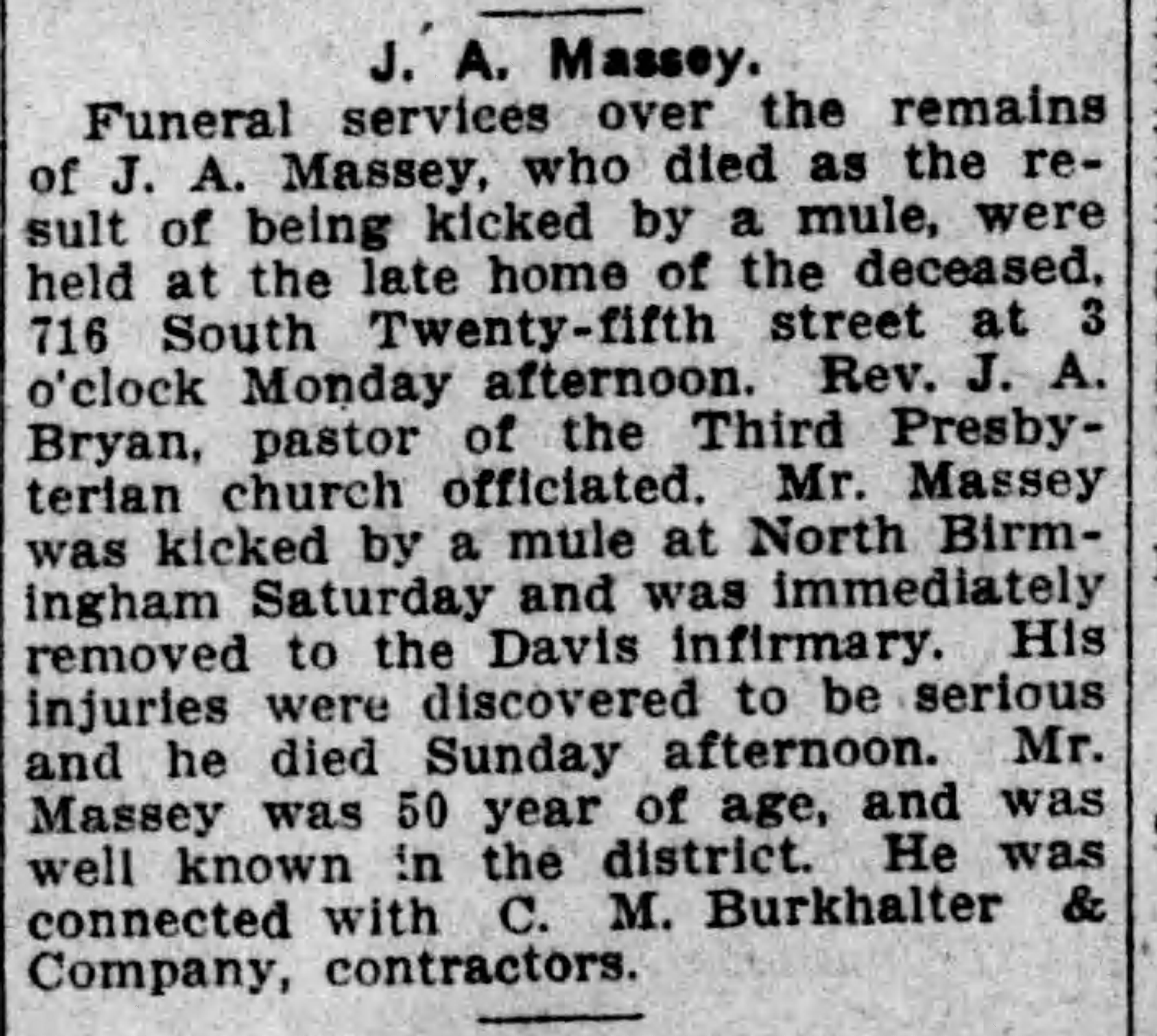 J.A. Massey obituary